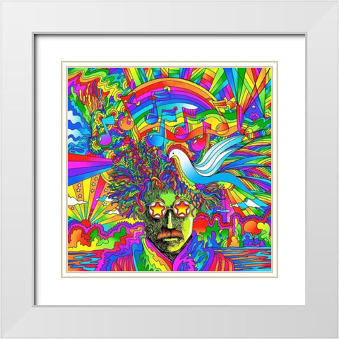 Star Glasses White Modern Wood Framed Art Print with Double Matting by Green, Howie