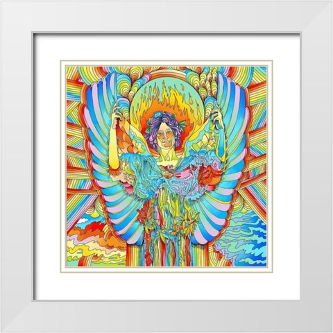 Angel-721 White Modern Wood Framed Art Print with Double Matting by Green, Howie