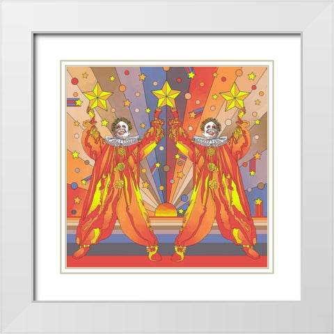 Clown-Duo White Modern Wood Framed Art Print with Double Matting by Green, Howie
