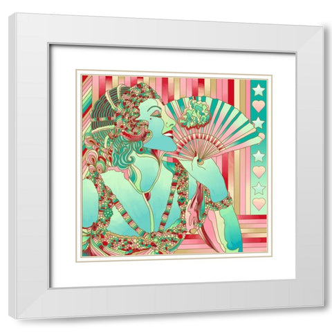 Green Godess White Modern Wood Framed Art Print with Double Matting by Green, Howie
