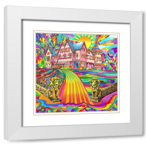 Pink-Mansion White Modern Wood Framed Art Print with Double Matting by Green, Howie