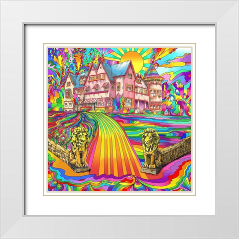 Pink-Mansion White Modern Wood Framed Art Print with Double Matting by Green, Howie