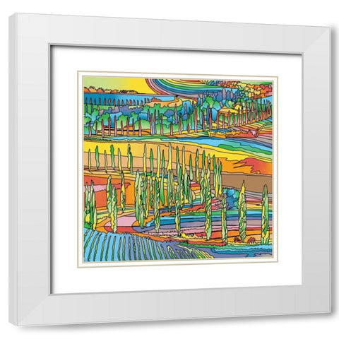 Tuscany-Trees White Modern Wood Framed Art Print with Double Matting by Green, Howie