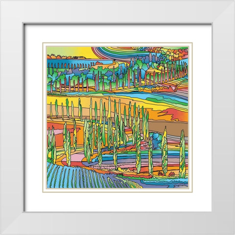 Tuscany-Trees White Modern Wood Framed Art Print with Double Matting by Green, Howie