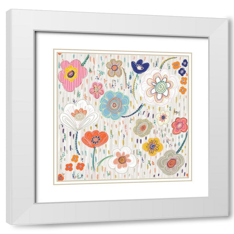 Art Room Flower White Modern Wood Framed Art Print with Double Matting by HUE and MI and Sangita
