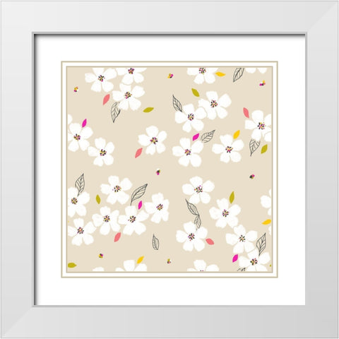 Delicate Whites White Modern Wood Framed Art Print with Double Matting by HUE and MI and Sangita