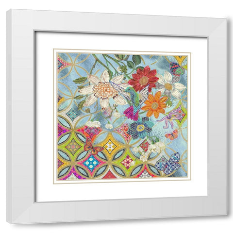 Floral 2 White Modern Wood Framed Art Print with Double Matting by HUE and MI and Sangita