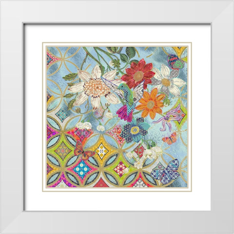 Floral 2 White Modern Wood Framed Art Print with Double Matting by HUE and MI and Sangita