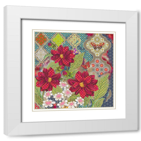 Floral 4 White Modern Wood Framed Art Print with Double Matting by HUE and MI and Sangita