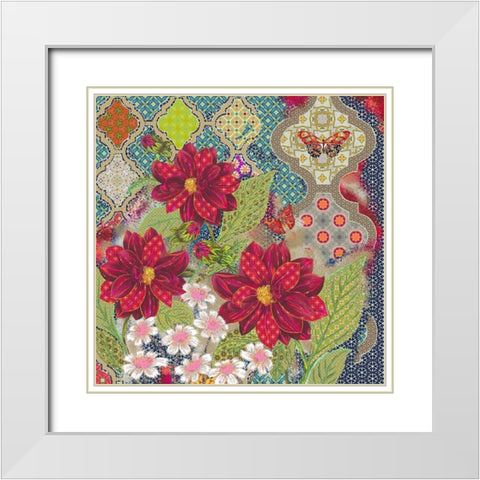 Floral 4 White Modern Wood Framed Art Print with Double Matting by HUE and MI and Sangita