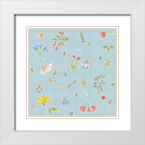 Flower Craft White Modern Wood Framed Art Print with Double Matting by HUE and MI and Sangita