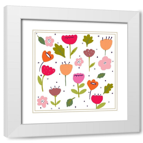 Matching Colours White Modern Wood Framed Art Print with Double Matting by HUE and MI and Sangita