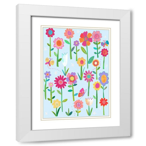 Meadow White Modern Wood Framed Art Print with Double Matting by HUE and MI and Sangita