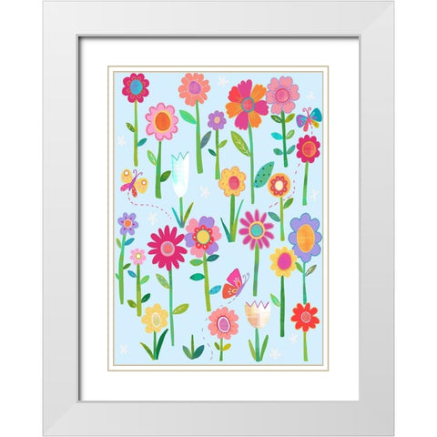 Meadow White Modern Wood Framed Art Print with Double Matting by HUE and MI and Sangita