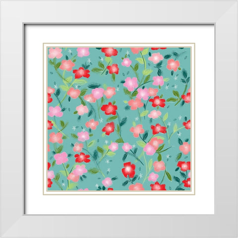 Pretty In Pink White Modern Wood Framed Art Print with Double Matting by HUE and MI and Sangita