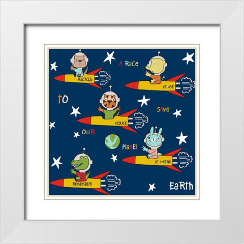 4 Rs To Safe Earth White Modern Wood Framed Art Print with Double Matting by HUE and MI and Sangita