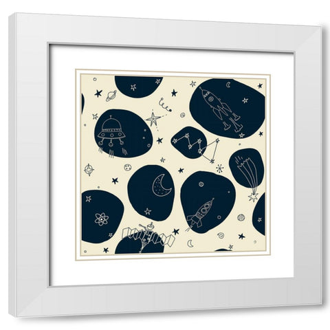 20-13 Space Mission White Modern Wood Framed Art Print with Double Matting by HUE and MI and Sangita