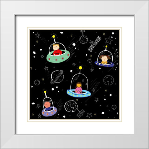 A Race In Space White Modern Wood Framed Art Print with Double Matting by HUE and MI and Sangita