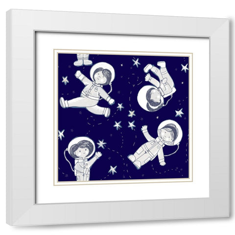 Dancing With Stars White Modern Wood Framed Art Print with Double Matting by HUE and MI and Sangita