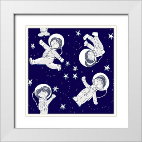 Dancing With Stars White Modern Wood Framed Art Print with Double Matting by HUE and MI and Sangita