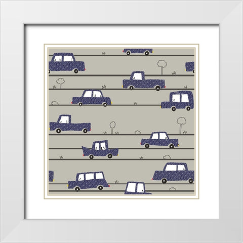 2103 On The Road White Modern Wood Framed Art Print with Double Matting by HUE and MI and Sangita