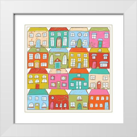 Block House White Modern Wood Framed Art Print with Double Matting by HUE and MI and Sangita