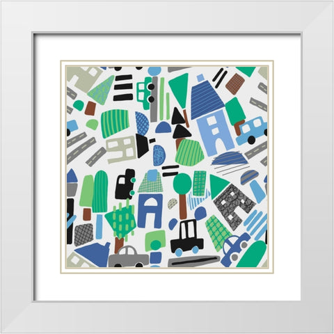 Brica Brac House A White Modern Wood Framed Art Print with Double Matting by HUE and MI and Sangita