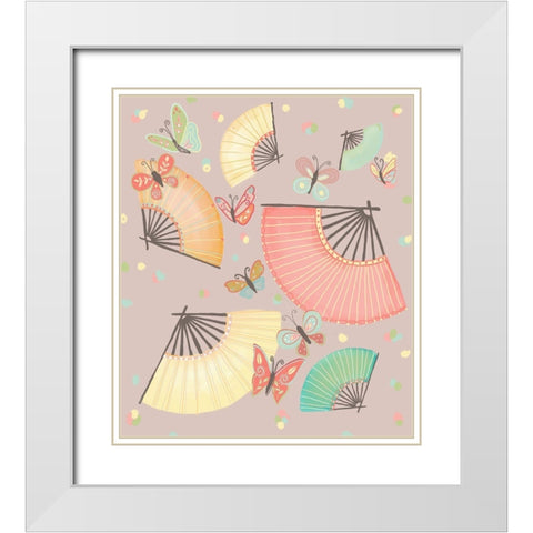 Fan White Modern Wood Framed Art Print with Double Matting by HUE and MI and Sangita