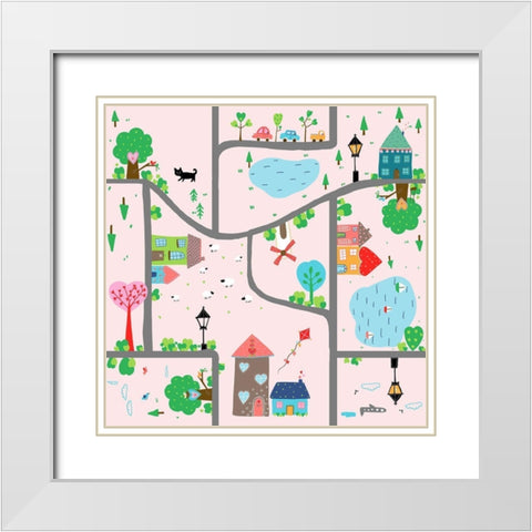 I Love Where I Live White Modern Wood Framed Art Print with Double Matting by HUE and MI and Sangita