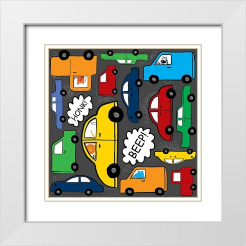 Its A Jungle Out There White Modern Wood Framed Art Print with Double Matting by HUE and MI and Sangita