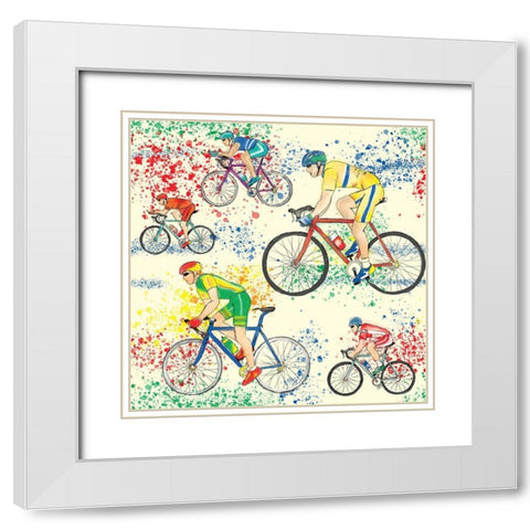 Lets Spin White Modern Wood Framed Art Print with Double Matting by HUE and MI and Sangita