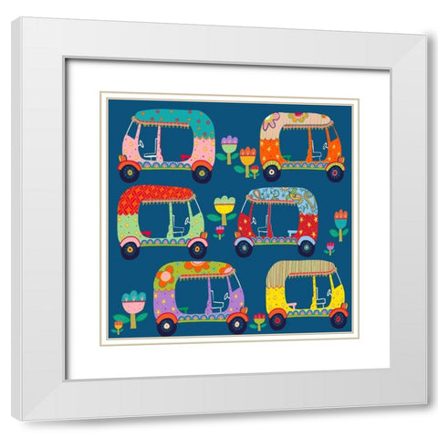 Rickshaw White Modern Wood Framed Art Print with Double Matting by HUE and MI and Sangita
