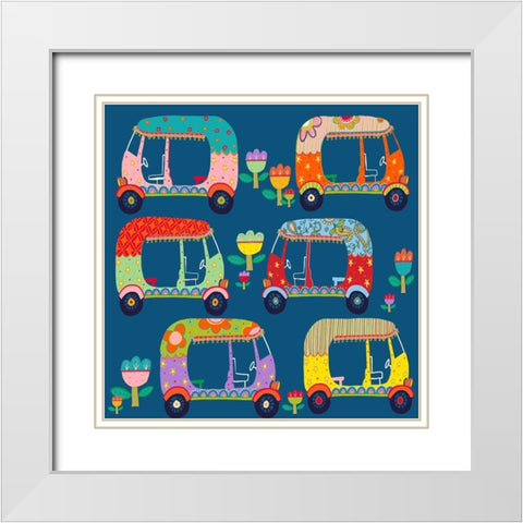 Rickshaw White Modern Wood Framed Art Print with Double Matting by HUE and MI and Sangita