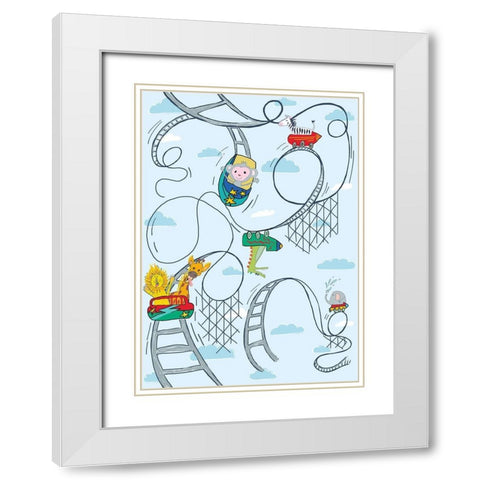 Rollar Coaster Tile White Modern Wood Framed Art Print with Double Matting by HUE and MI and Sangita