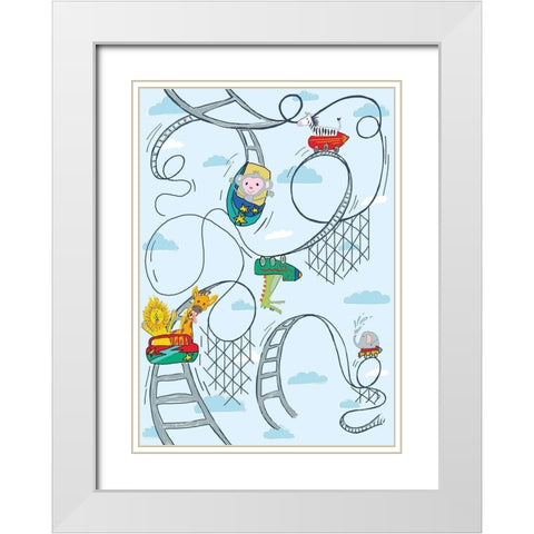 Rollar Coaster Tile White Modern Wood Framed Art Print with Double Matting by HUE and MI and Sangita