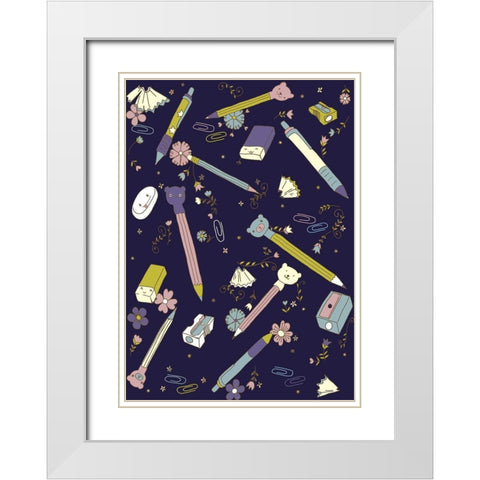 Stationary White Modern Wood Framed Art Print with Double Matting by HUE and MI and Sangita
