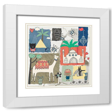 Travel To Egypt White Modern Wood Framed Art Print with Double Matting by HUE and MI and Sangita