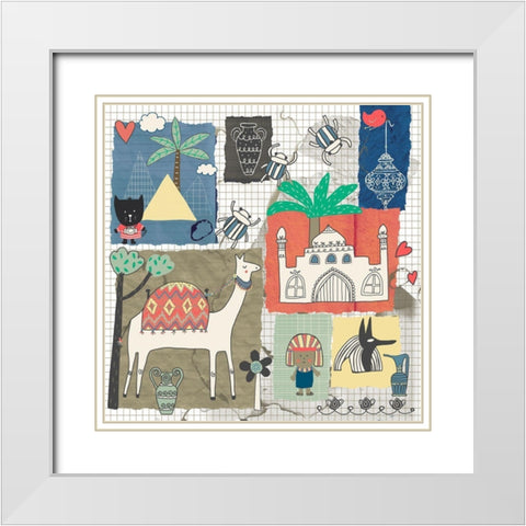 Travel To Egypt White Modern Wood Framed Art Print with Double Matting by HUE and MI and Sangita