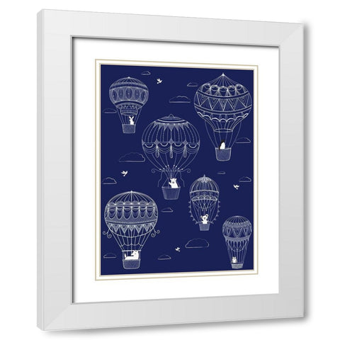 Up Up And Away White Modern Wood Framed Art Print with Double Matting by HUE and MI and Sangita