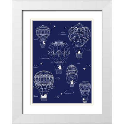 Up Up And Away White Modern Wood Framed Art Print with Double Matting by HUE and MI and Sangita