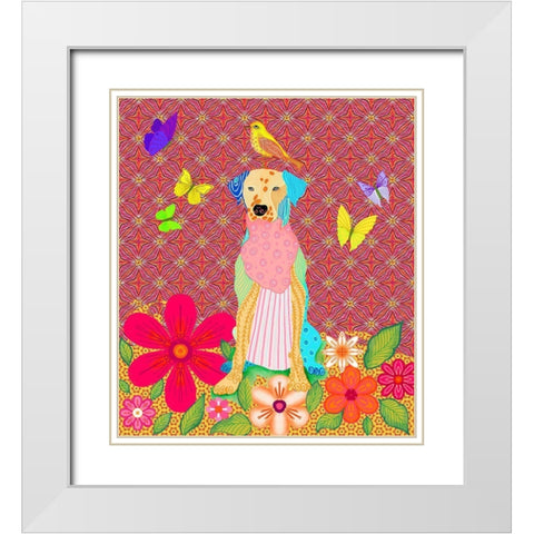 Tall dog White Modern Wood Framed Art Print with Double Matting by HUE and MI and Sangita