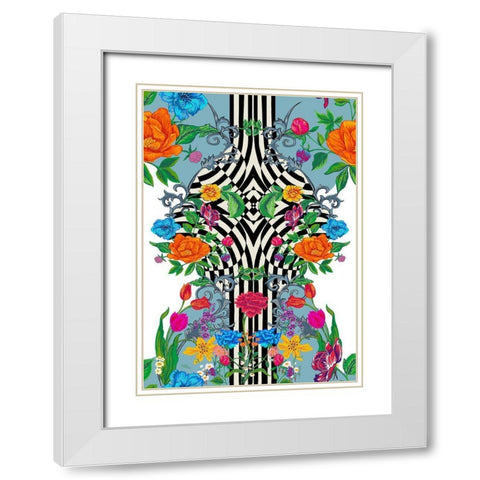 20-64 Decorative Floral White Modern Wood Framed Art Print with Double Matting by HUE and MI and Sangita