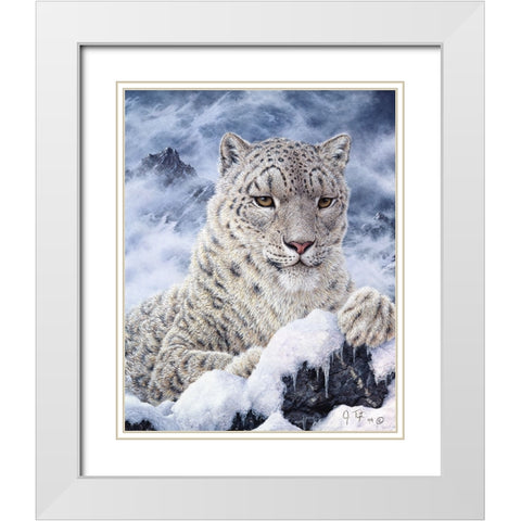 Cat White Modern Wood Framed Art Print with Double Matting by Tift, Jeff