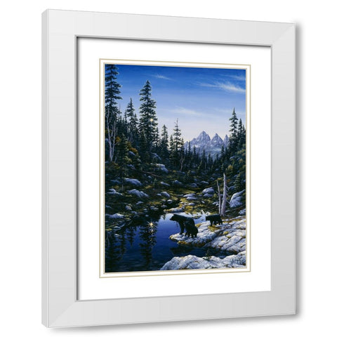 Bear Family White Modern Wood Framed Art Print with Double Matting by Tift, Jeff