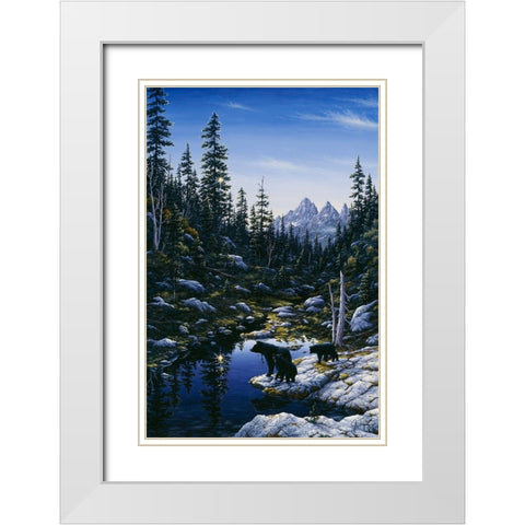 Bear Family White Modern Wood Framed Art Print with Double Matting by Tift, Jeff