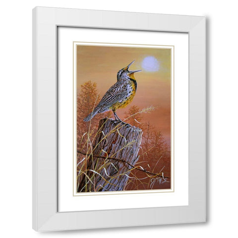 Meadowlark Painting White Modern Wood Framed Art Print with Double Matting by Tift, Jeff