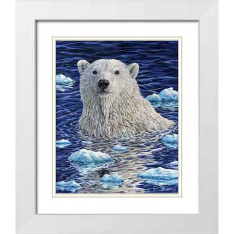 Polar Bear Painting White Modern Wood Framed Art Print with Double Matting by Tift, Jeff