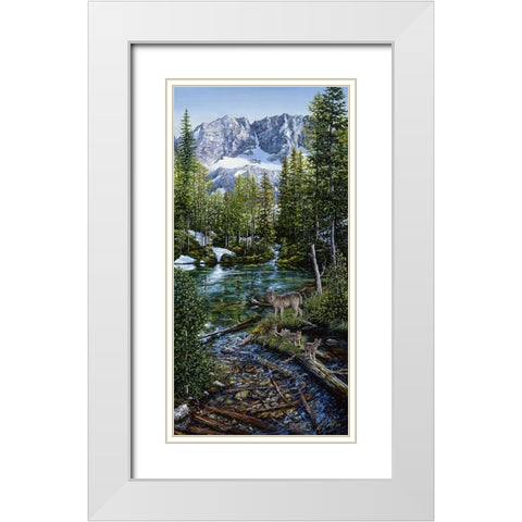Wilderness Family White Modern Wood Framed Art Print with Double Matting by Tift, Jeff
