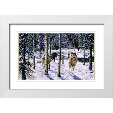 Pursuit White Modern Wood Framed Art Print with Double Matting by Tift, Jeff