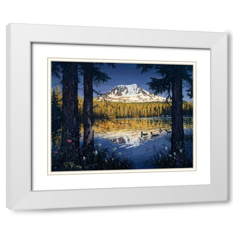 Mt Adams White Modern Wood Framed Art Print with Double Matting by Tift, Jeff